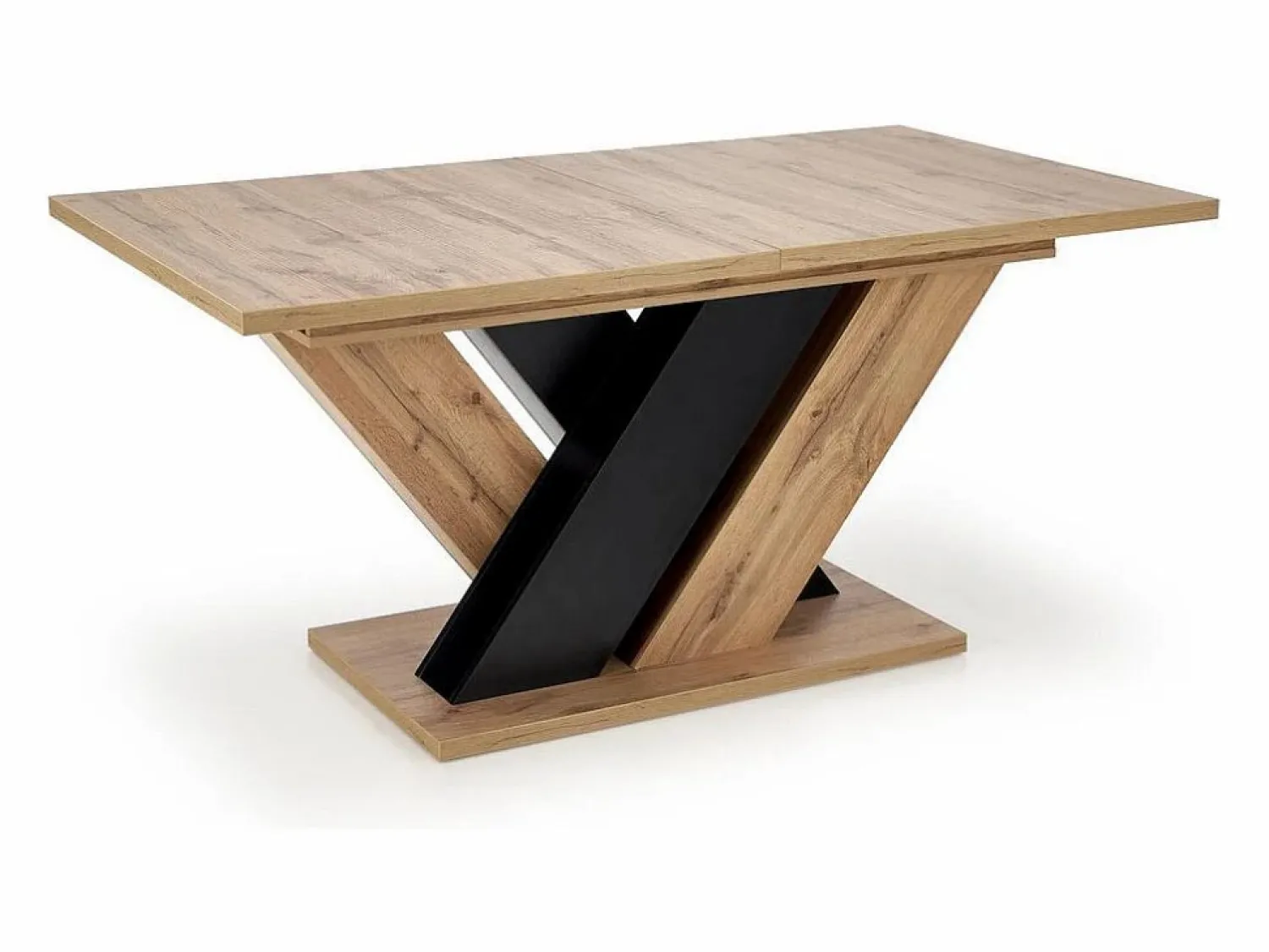 Discount MSO Mesa de comedor extensible roble wotan y negro 160-200cm Xenori Color natural claro
