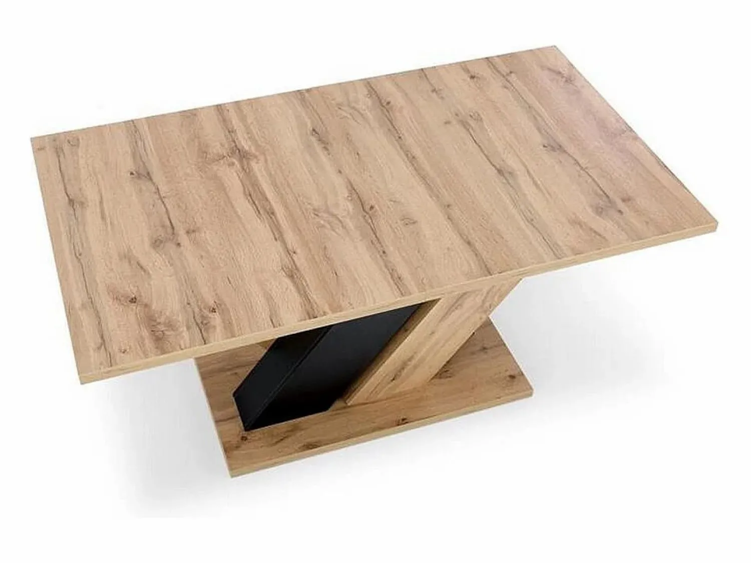 Discount MSO Mesa de comedor extensible roble wotan y negro 160-200cm Xenori Color natural claro