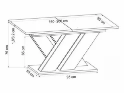 Discount MSO Mesa de comedor extensible roble wotan y negro 160-200cm Xenori Color natural claro