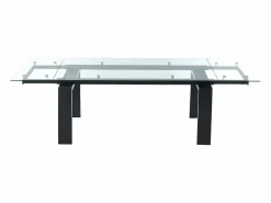 Vente-unique Mesa de comedor extensible LUBANA - Cristal templado, metal - negro