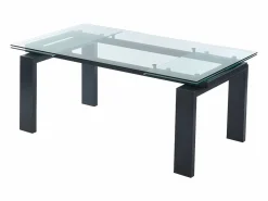 Vente-unique Mesa de comedor extensible LUBANA - Cristal templado, metal - negro