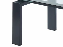 Vente-unique Mesa de comedor extensible LUBANA - Cristal templado, metal - negro