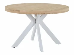 Mesa de comedor extensible para 4 a 8 personas en MDF y acero - Natural y blanco - KOMONI Mesa Extensible|Mesa De Comedor