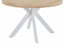 Mesa de comedor extensible para 4 a 8 personas en MDF y acero - Natural y blanco - KOMONI Mesa Extensible|Mesa De Comedor