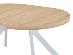 Mesa de comedor extensible para 4 a 8 personas en MDF y acero - Natural y blanco - KOMONI Mesa Extensible|Mesa De Comedor