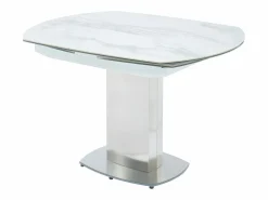 Vente-unique Mesa de comedor extensible. Cerámica y acero. TALICIA Blanco