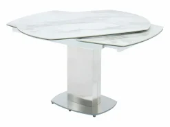 Vente-unique Mesa de comedor extensible. Cerámica y acero. TALICIA Blanco
