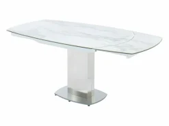 Vente-unique Mesa de comedor extensible. Cerámica y acero. TALICIA Blanco