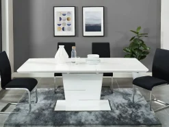 New Vente-unique Mesa de comedor extensible AMELLE para 6 a 8 cubiertos, lacada en Blanco