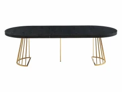 Outlet Vente-unique Mesa de comedor extensible 2 a 12 comensales de MDF y acero - Negro y dorado - FIRELA Negro / Dorado