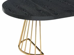 Outlet Vente-unique Mesa de comedor extensible 2 a 12 comensales de MDF y acero - Negro y dorado - FIRELA Negro / Dorado