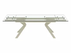 Vente-unique Mesa de comedor extensible en vidrio templado y de metal beige - Transparente - VELIKA