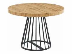 Clearance Vente-unique Mesa de comedor extensible 2 a 12 comensales de MDF y acero - Natural y negro - FIRELA Negro / Color natural claro