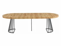 Clearance Vente-unique Mesa de comedor extensible 2 a 12 comensales de MDF y acero - Natural y negro - FIRELA Negro / Color natural claro