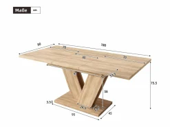Merax Mesa de comedor extensible - 140/180 x 80 x 75,5 cm - para 4 a 6 personas - Patas en forma de V - estilo minimalista - MDF - natural