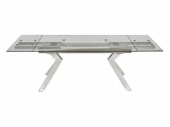 Hot Vente-unique Mesa de comedor extensible de cristal templado y metal - Transparente - VELIKA Transparente / Plateado