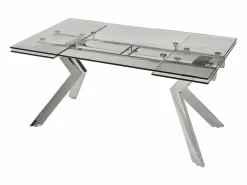 Hot Vente-unique Mesa de comedor extensible de cristal templado y metal - Transparente - VELIKA Transparente / Plateado