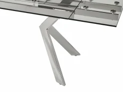 Hot Vente-unique Mesa de comedor extensible de cristal templado y metal - Transparente - VELIKA Transparente / Plateado