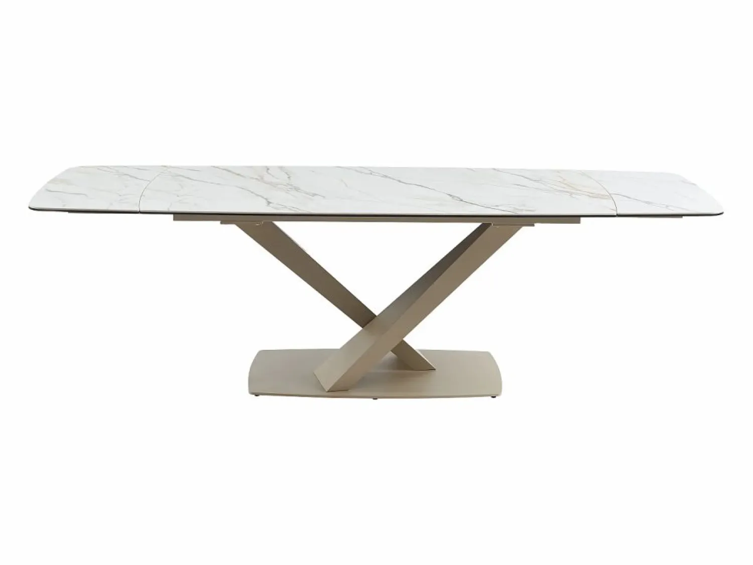 Clearance Mesa de comedor extensible de cerámica y metal - Efecto mármol blanco y beige - MALATA Mesa Extensible|Mesa De Comedor