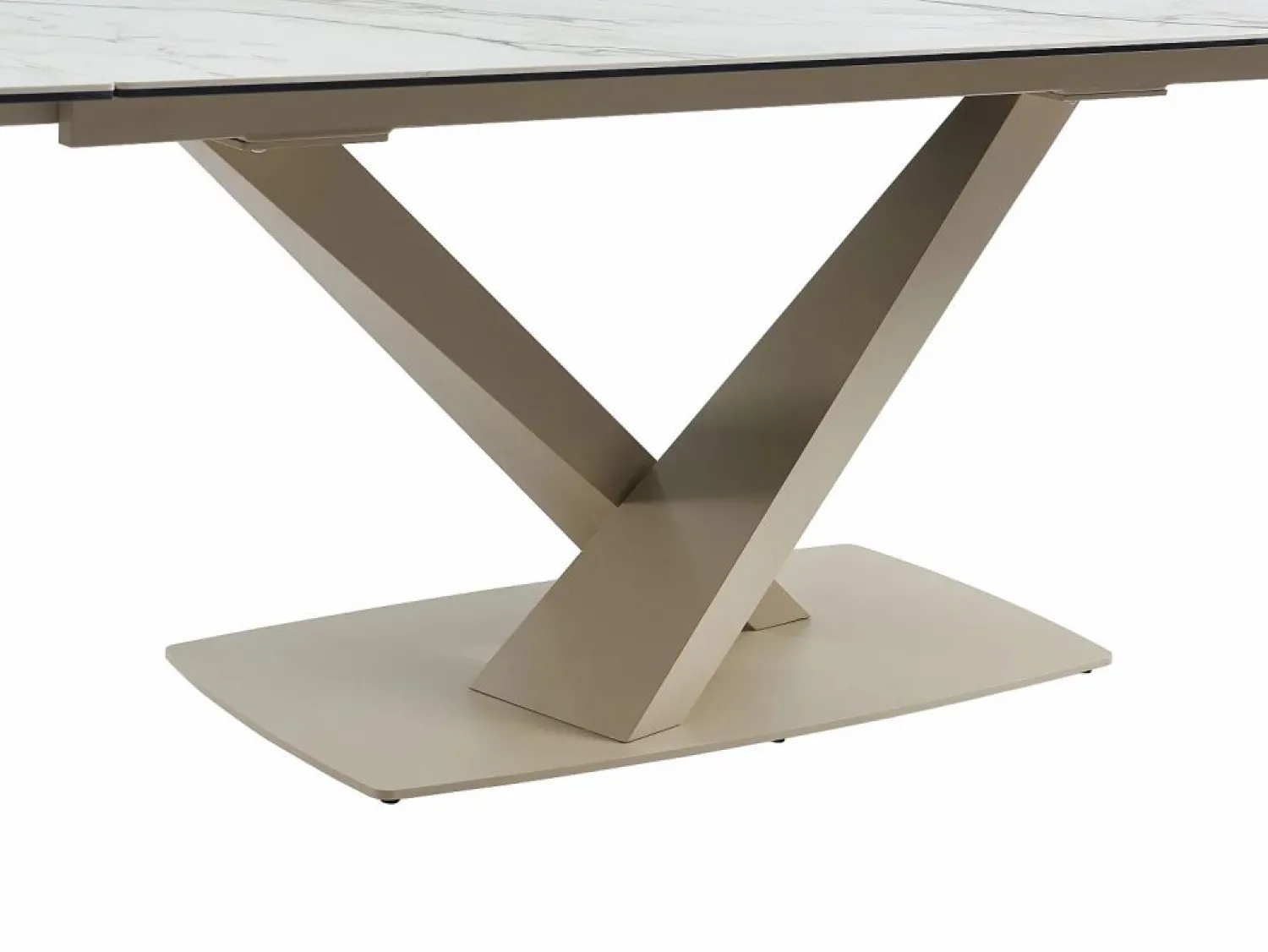 Clearance Mesa de comedor extensible de cerámica y metal - Efecto mármol blanco y beige - MALATA Mesa Extensible|Mesa De Comedor