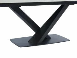 Hot Mesa de comedor extensible de cerámica y metal - Efecto mármol blanco y negro - MALATA Mesa Extensible|Mesa De Comedor