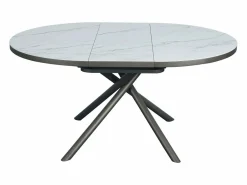 Best Mesa de comedor extensible para 4 a 6 personas en cerámica, MDF y metal - Efecto mármol blanco y bronce - FEROLA Mesa Extensible|Mesa De Comedor