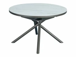 Best Mesa de comedor extensible para 4 a 6 personas en cerámica, MDF y metal - Efecto mármol blanco y bronce - FEROLA Mesa Extensible|Mesa De Comedor