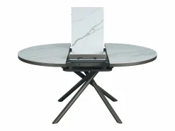 Best Mesa de comedor extensible para 4 a 6 personas en cerámica, MDF y metal - Efecto mármol blanco y bronce - FEROLA Mesa Extensible|Mesa De Comedor