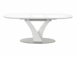 New Vente-unique Mesa de comedor extensible - 6 a 8 comensales - MDF y metal - lacado - TALARA Blanco