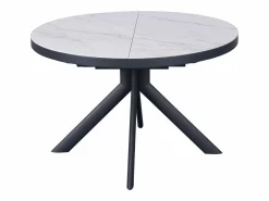Clearance Mesa de comedor extensible para 4 a 6 personas de cerámica, MDF y metal - Efecto mármol y antracita - ZALYRA Mesa Extensible|Mesa De Comedor