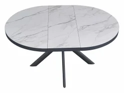 Clearance Mesa de comedor extensible para 4 a 6 personas de cerámica, MDF y metal - Efecto mármol y antracita - ZALYRA Mesa Extensible|Mesa De Comedor