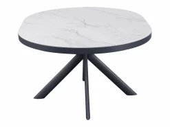 Clearance Mesa de comedor extensible para 4 a 6 personas de cerámica, MDF y metal - Efecto mármol y antracita - ZALYRA Mesa Extensible|Mesa De Comedor