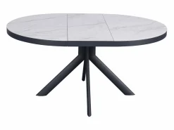 Clearance Mesa de comedor extensible para 4 a 6 personas de cerámica, MDF y metal - Efecto mármol y antracita - ZALYRA Mesa Extensible|Mesa De Comedor