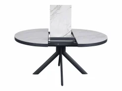 Clearance Mesa de comedor extensible para 4 a 6 personas de cerámica, MDF y metal - Efecto mármol y antracita - ZALYRA Mesa Extensible|Mesa De Comedor
