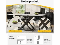 Best Mesa de comedor extensible - 6 a 8 personas - Efecto de mármol - MDF+Metal -120/160x80cm Mesa Extensible