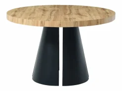 Outlet Vente-unique Mesa de comedor extensible 4 a 12 personas de MDF y metal negro - Natural claro - JARELIA Color natural claro