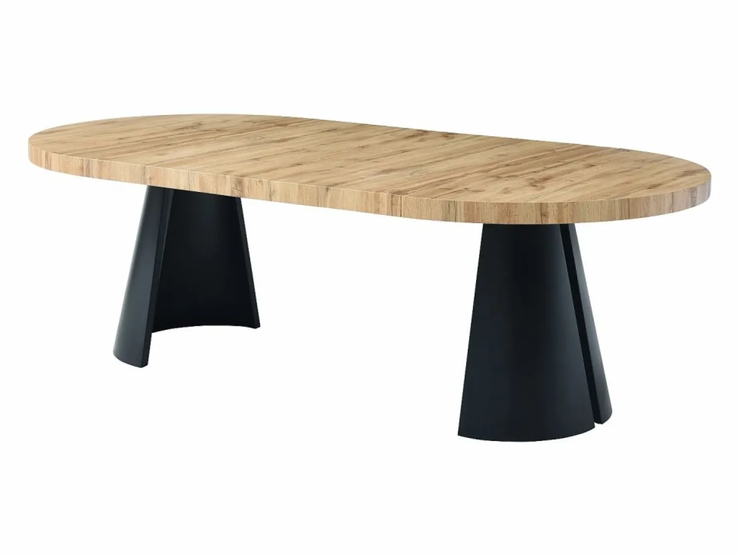 Outlet Vente-unique Mesa de comedor extensible 4 a 12 personas de MDF y metal negro - Natural claro - JARELIA Color natural claro