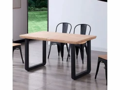 Outlet Mesa de comedor extensible Roma roble Nordish/negro 77x140x80 cm Adec Mesa De Comedor