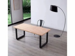 Outlet Mesa de comedor extensible Roma roble Nordish/negro 77x140x80 cm Adec Mesa De Comedor
