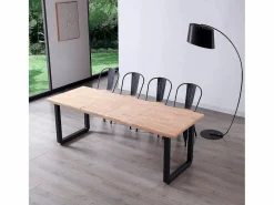 Outlet Mesa de comedor extensible Roma roble Nordish/negro 77x140x80 cm Adec Mesa De Comedor