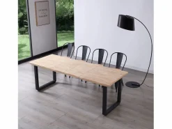 Outlet Mesa de comedor extensible Roma roble Nordish/negro 77x140x80 cm Adec Mesa De Comedor