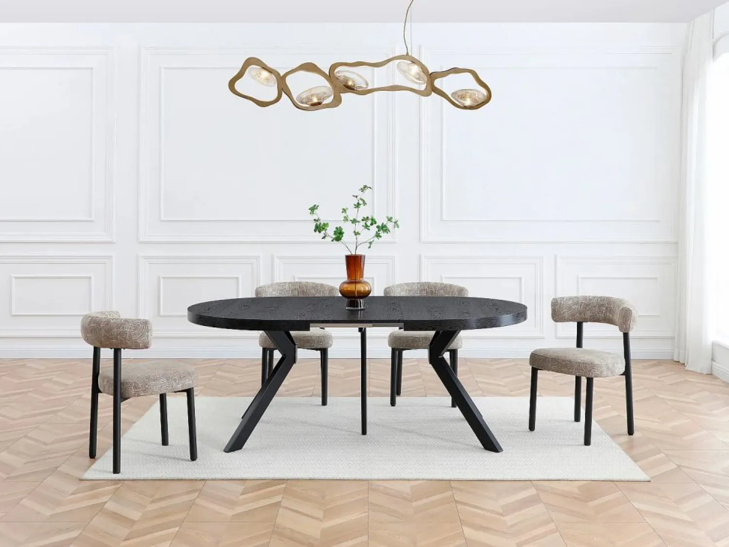 Outlet Vente-unique Mesa de comedor extensible para 6 a 12 comensales de MDF y acero - - KOMONI Negro
