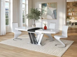 Best Vente-unique Mesa de comedor extensible NOAMI II - MDF gris y blanco Gris antracita / Blanco