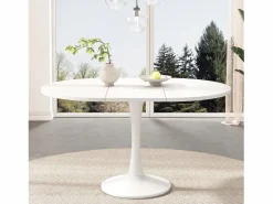 Discount Merax Mesa de comedor extensible ovalada para 4 a 6 personas - L 100/140 x A 100 x A 75 cm - Madera MDF - Blanco