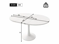 Discount Merax Mesa de comedor extensible ovalada para 4 a 6 personas - L 100/140 x A 100 x A 75 cm - Madera MDF - Blanco