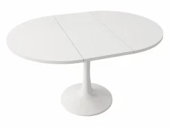 Discount Merax Mesa de comedor extensible ovalada para 4 a 6 personas - L 100/140 x A 100 x A 75 cm - Madera MDF - Blanco