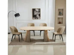 ADEC Mesa de comedor Grove redonda extensible nordish 76x120-160-200x120 cm
