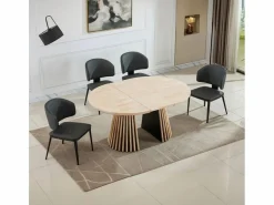 ADEC Mesa de comedor Grove redonda extensible nordish 76x120-160-200x120 cm
