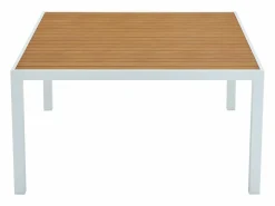 MYLIA Mesa de comedor jardín aluminio polywood L.140cm + 8 sillas natural claro MACILA