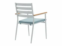 Discount MYLIA Mesa de comedor jardín madera aluminio 4 sillas una mesa - Blanco y natural - MIAMI Color natural claro / Blanco